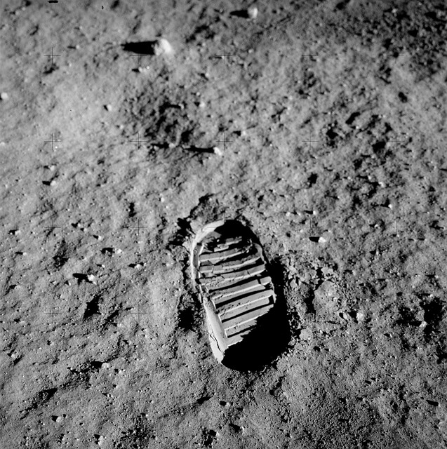 human footprint on lunar surface