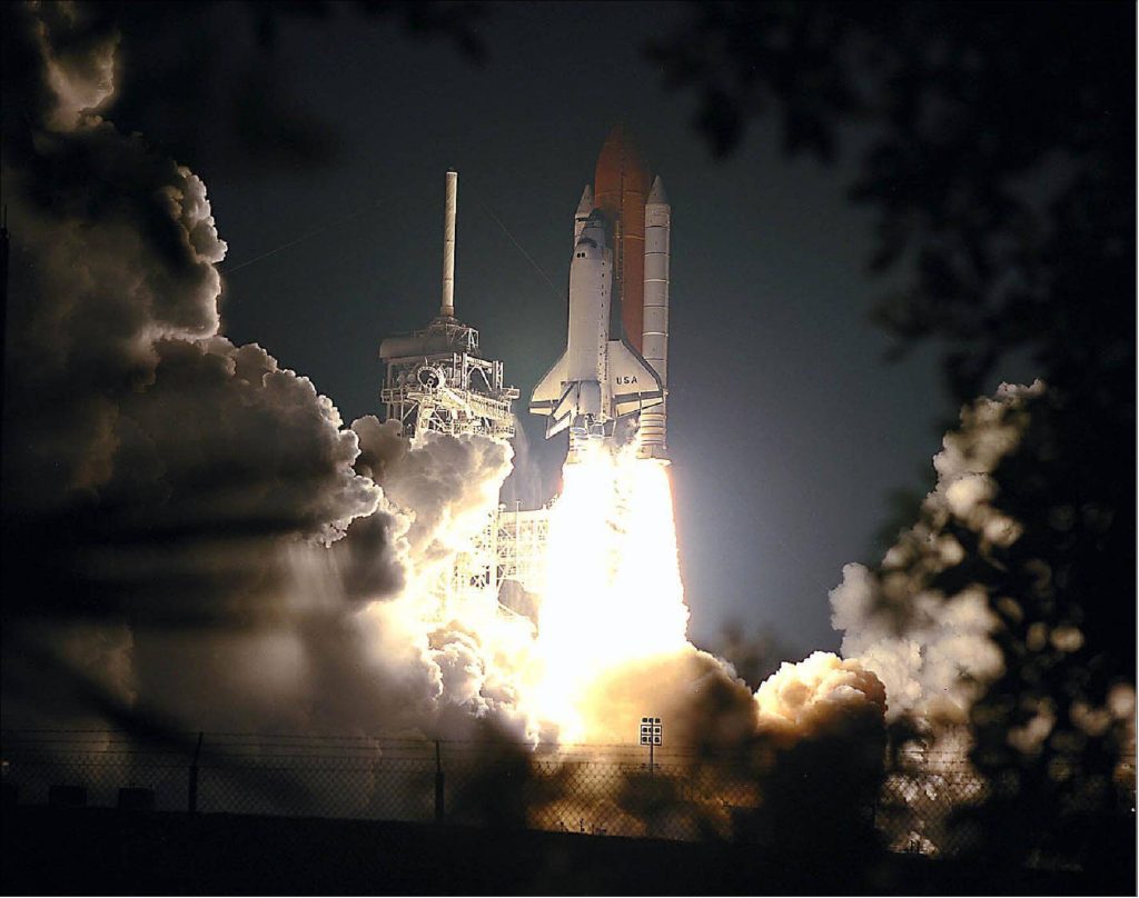 The Chandra spacecraft was launched on 23 July 1999 on the Space Shuttle Columbia (STS-93) from the Kennedy Space Center, LC-39B. Use of Boeing’s IUS (Inertial Upper Stage), and Chandra’s own liquid propulsion system